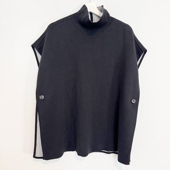 Lilla P Reversible Poncho Knit Mock Neck Sweater Top Winter Luxury Medium Large - Picture 7 of 10